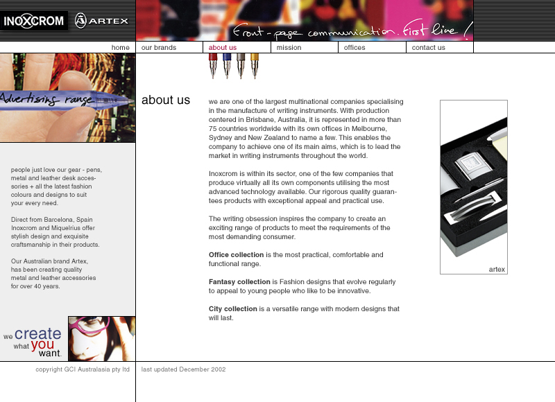 Inoxcrom Artex - Concept development and site design