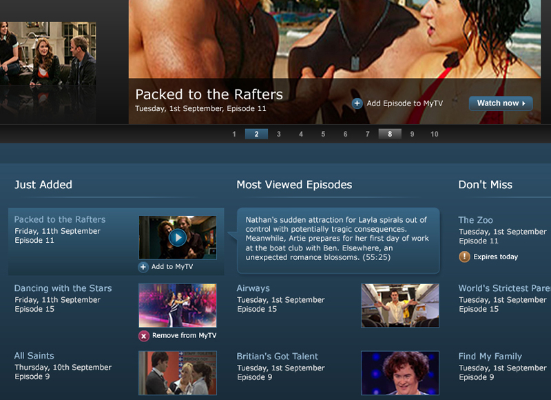 Plus7 Yahoo!7 TV - User experience design, Interaction design, Visual design