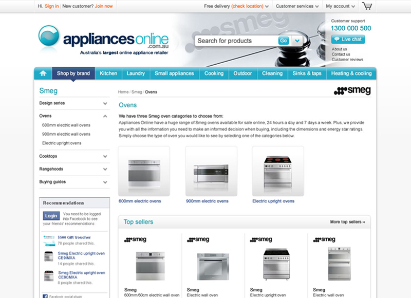 Appliances Online - User experience design, Interaction design, Visual design