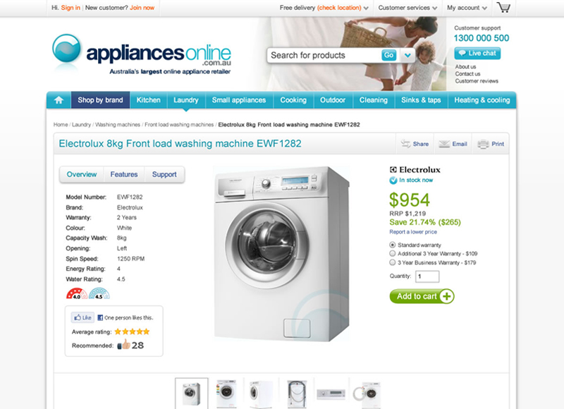Appliances Online - User experience design, Interaction design, Visual design